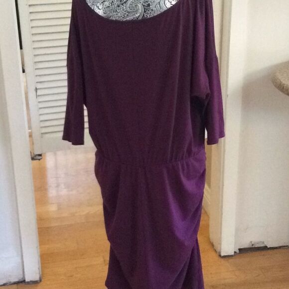 Just Fabulous ruched scoop neck dress 3X stretch - Picture 3 of 6